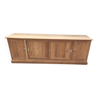 Large four-door row of industrial furniture in raw wood design