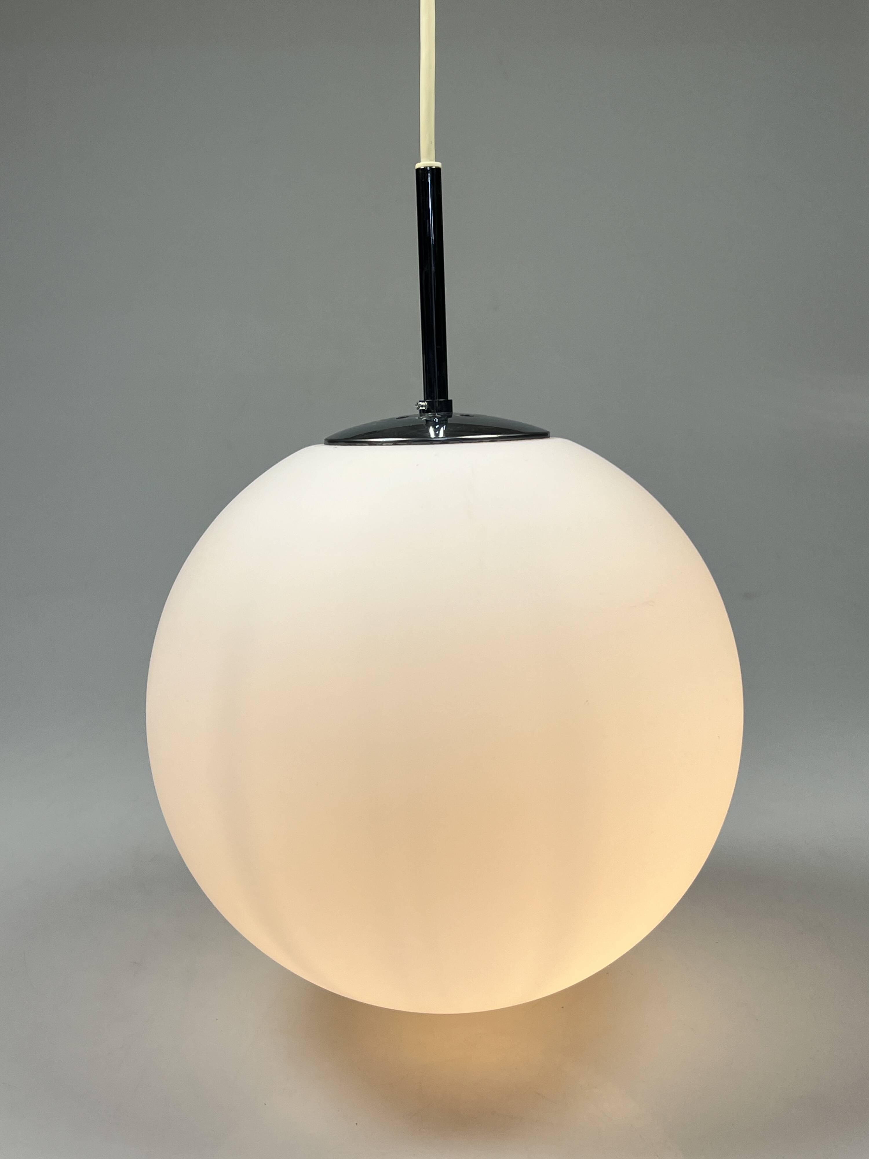 Vintage Glass Globe Lamp / Hanging Lamp, Glashütte Limburg, Germany 1960's