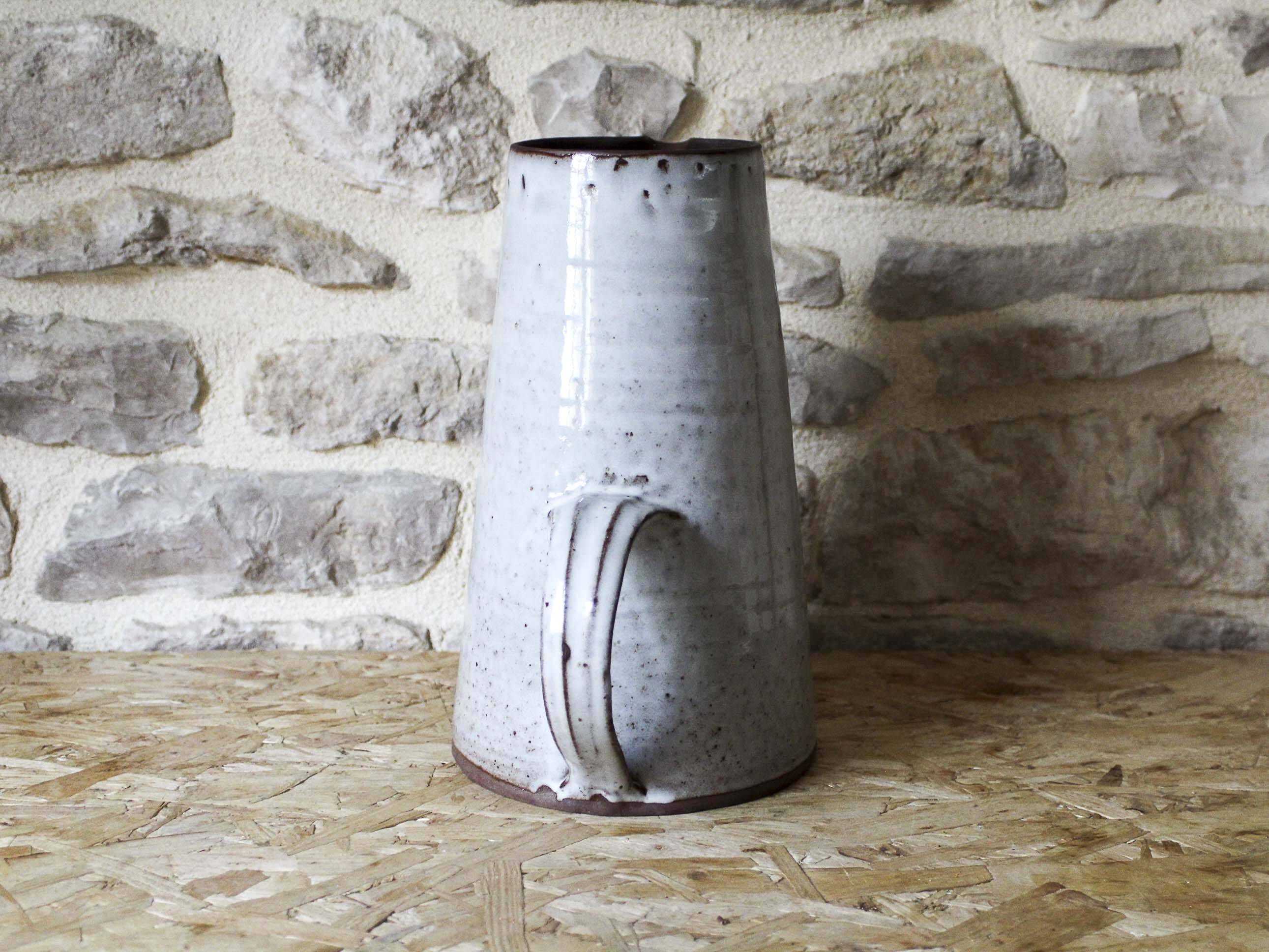 Large Roger Jacques stoneware pitcher