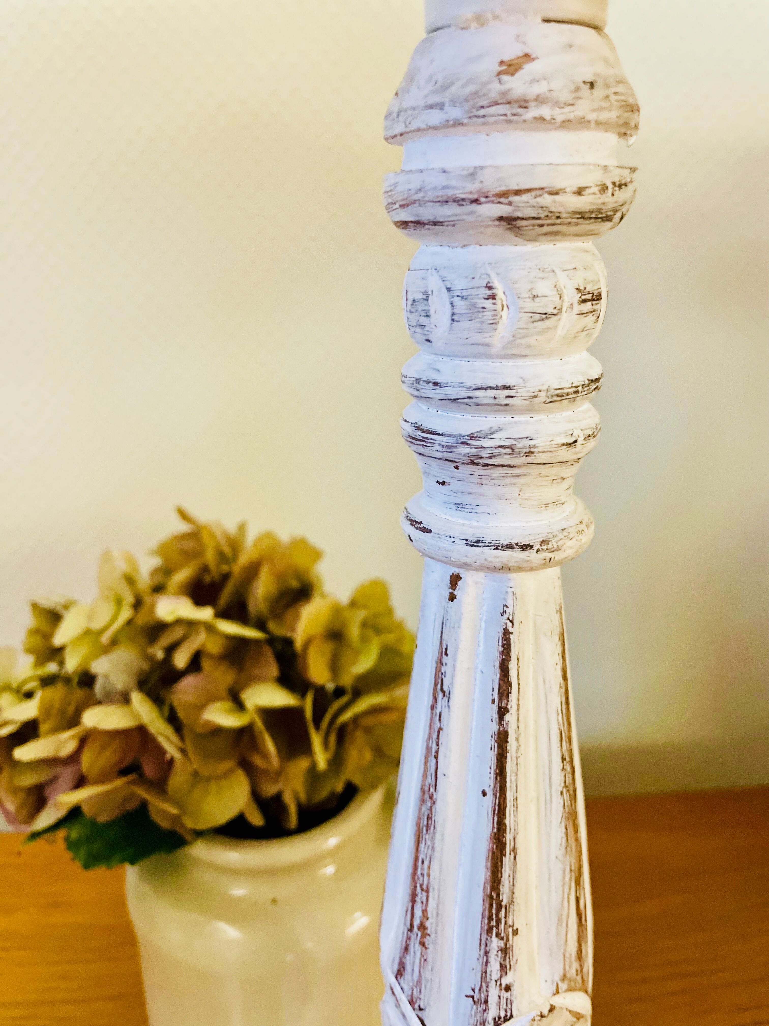 Wooden lamp foot patina white shabby