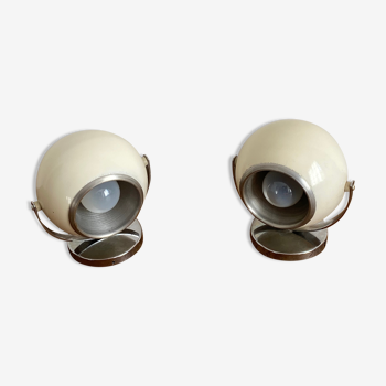 Pair of "eye ball" wall lamps. 1970