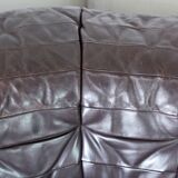 1970s brown leather modular sofa