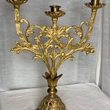 Set of 3 gilt metal candlesticks from the early 20th century.