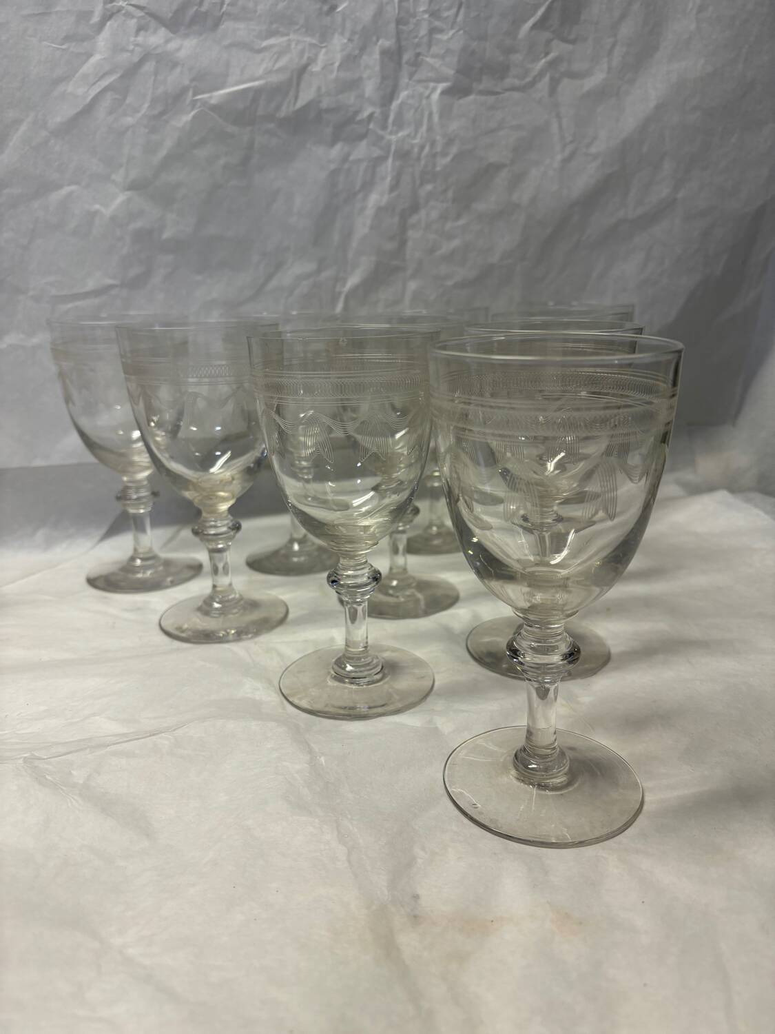 Set of 10 old wine glasses