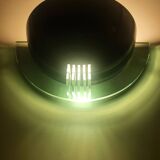 Pair of half-moon wall lights in green metal and plexiglass, 1980s