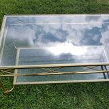 Gold metal and glass coffee table