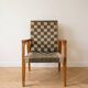 Vintage Scandinavian armchair in wood and woven strap.