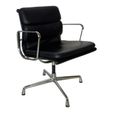 Eames black leather Soft Pad Group chair made by Vitra for Herman Miller