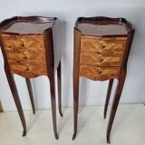 Pair of Louis XV style bedside tables in marquetry