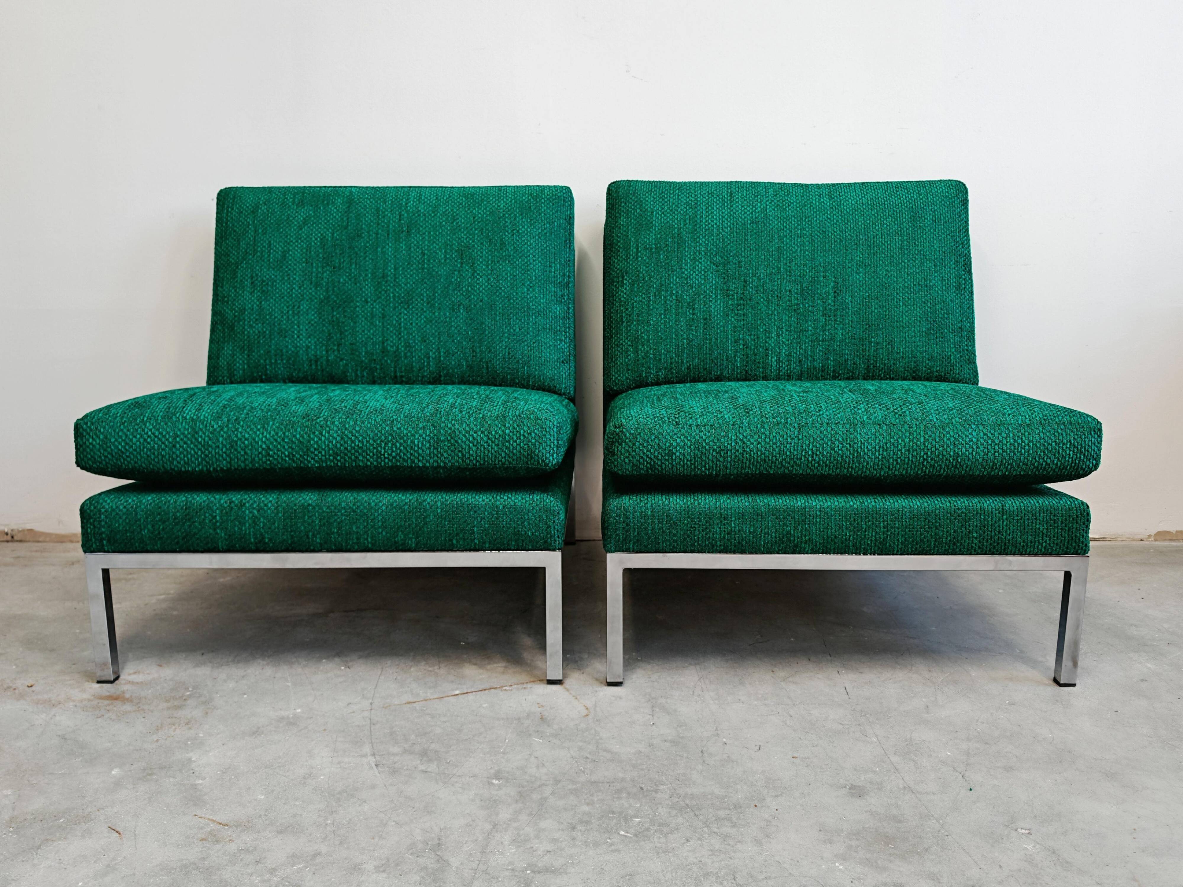 Paire de fauteuils slipper Mid Century Modern par Florence Knoll
