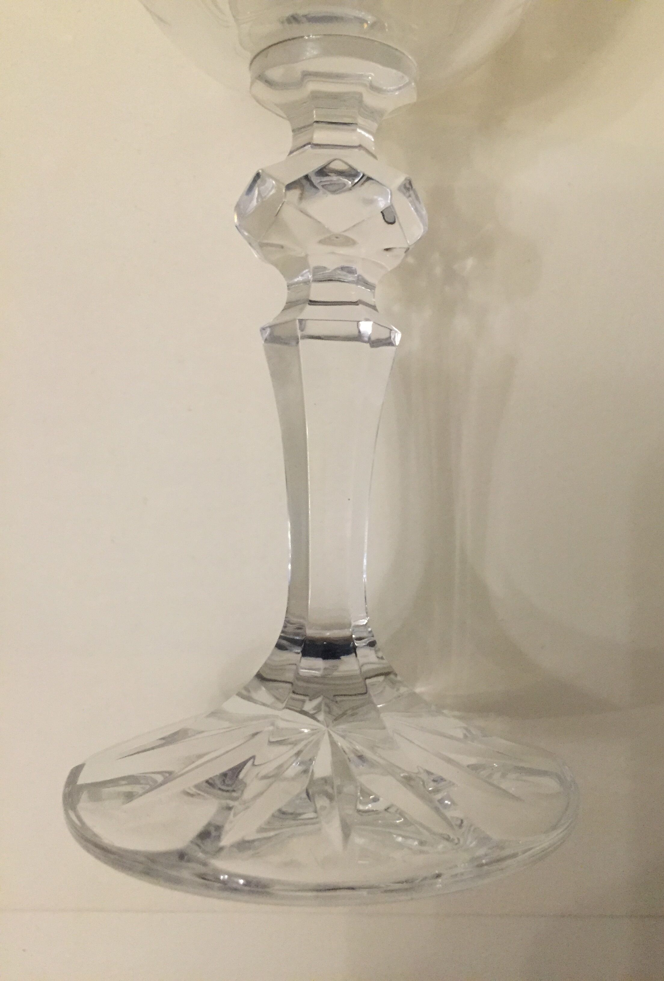 Set of six bohemian crystal wine glasses