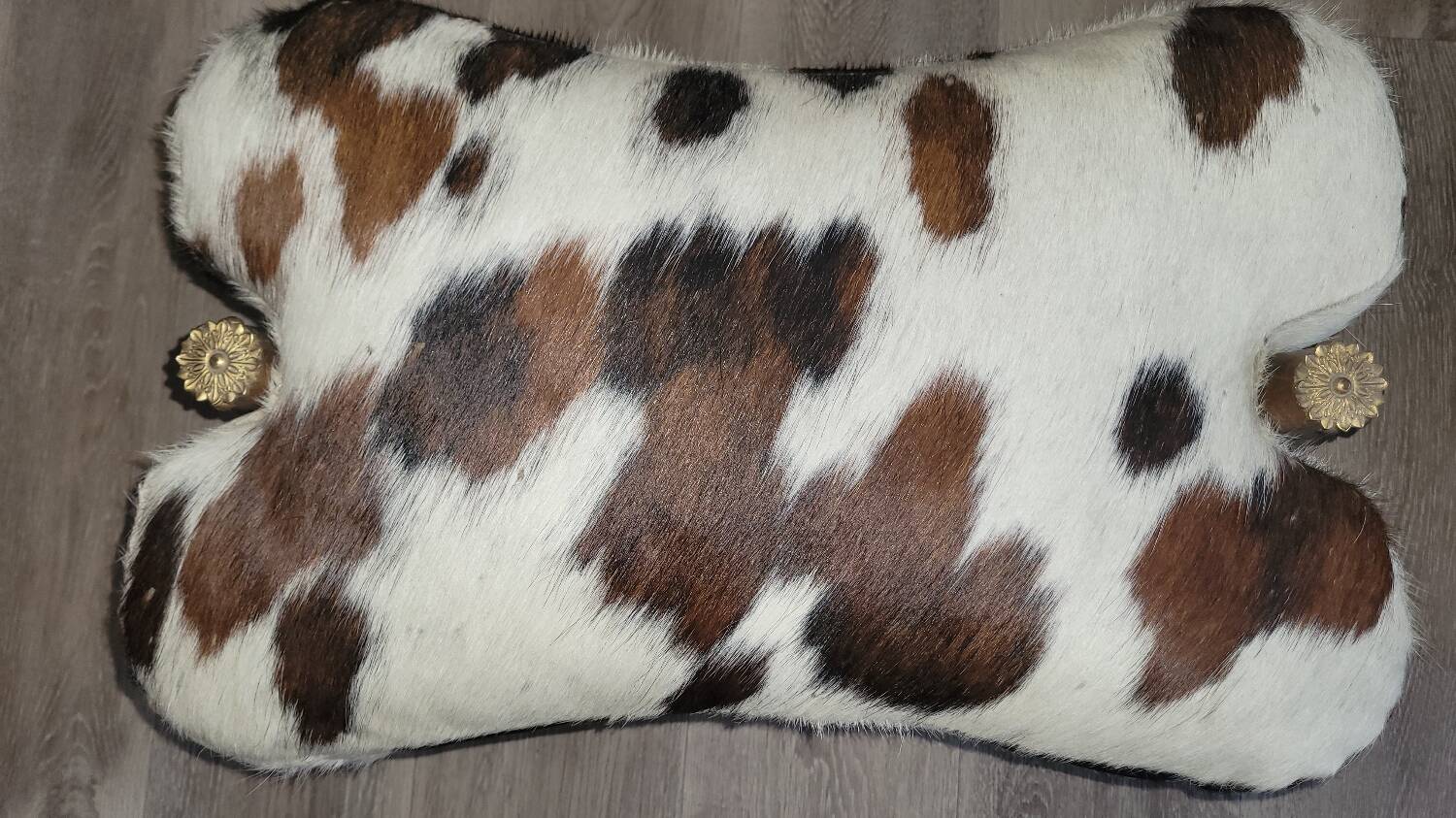 Cowhide and wood stool