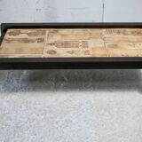 Roger Capron, rare, large coffee table with character decorations.