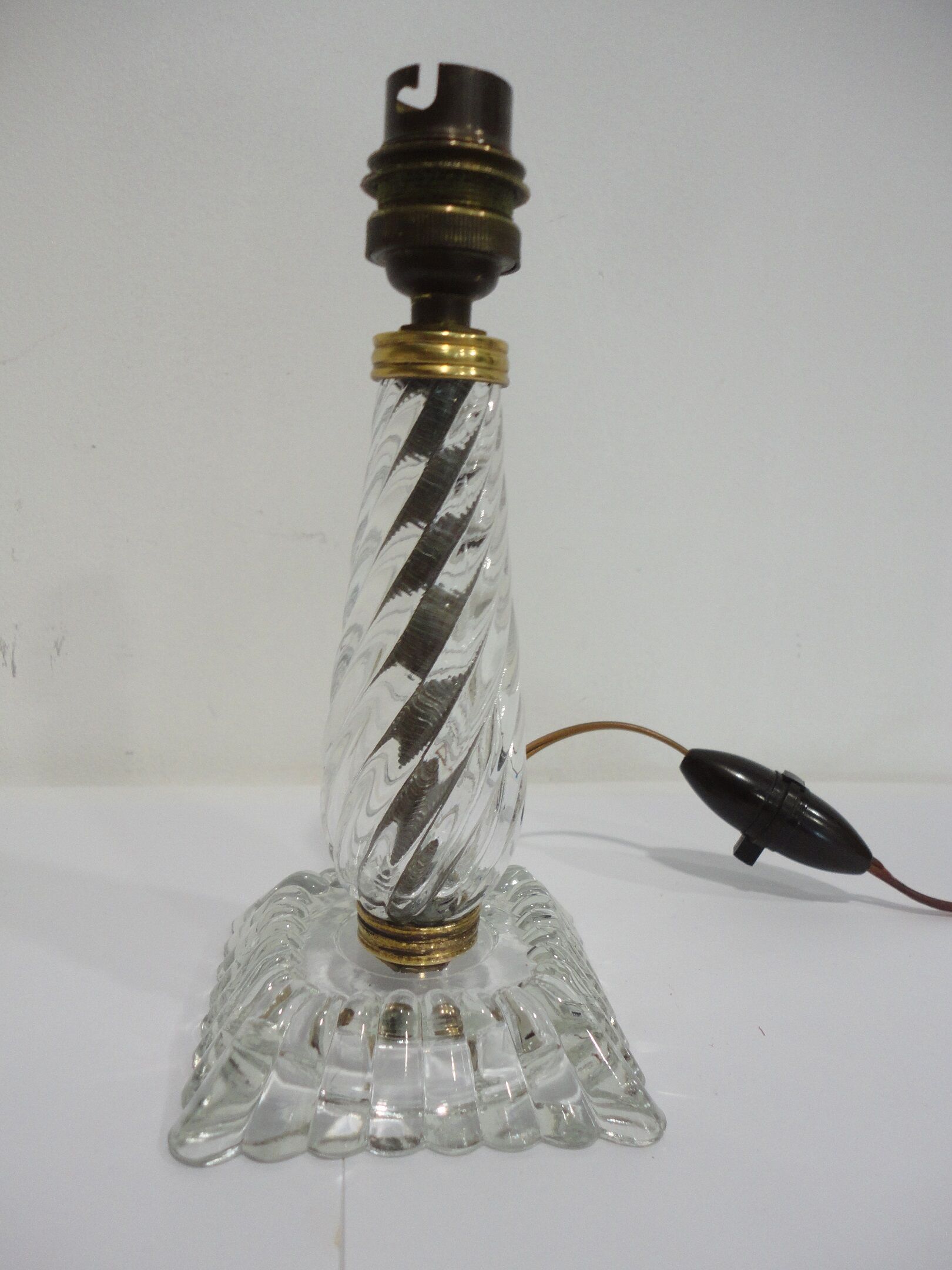 Vintage glass and brass lamp