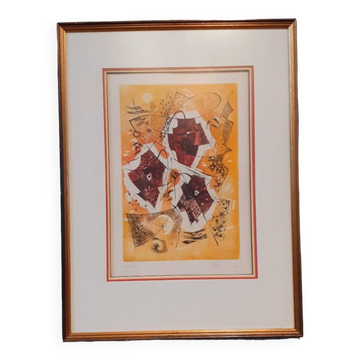 Alfred Steinmetzer (1918-2007), abstract composition, signed and dated etching