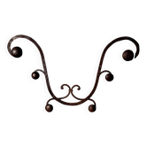 Wall coat rack, lyre shape, wrought iron, Art Deco style