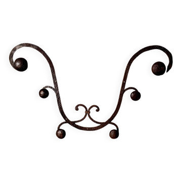 Porte manteau mural, forme de lyre, fer forgé,  style art déco