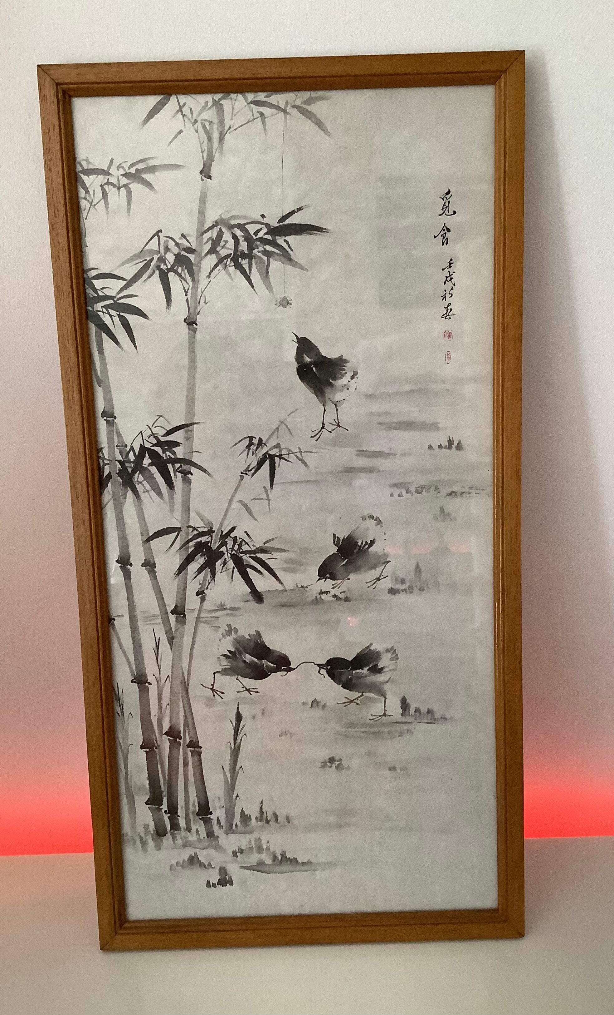 Painting made in Indian ink with a brush / Vintage 1979 brought back from China