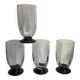 Set of 4 small glasses / flutes with purple feet art deco 30s