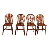 Set of 4 19th Century Windsor Wheelback Chairs
