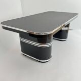 New York Desk in Black Lacquered Metal & Linoleum from Mauser, Germany, 1950