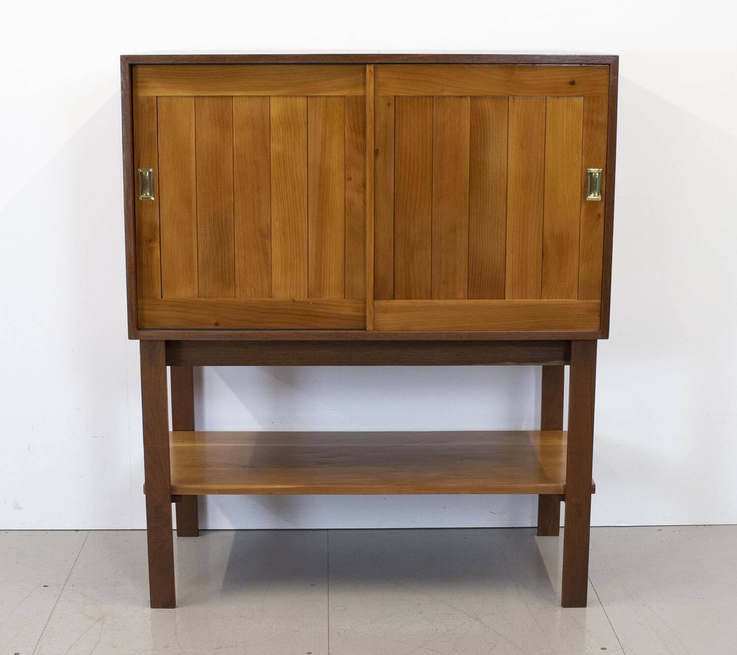 Mid Century Cherry and Teak Linen Cabinet, 1960s