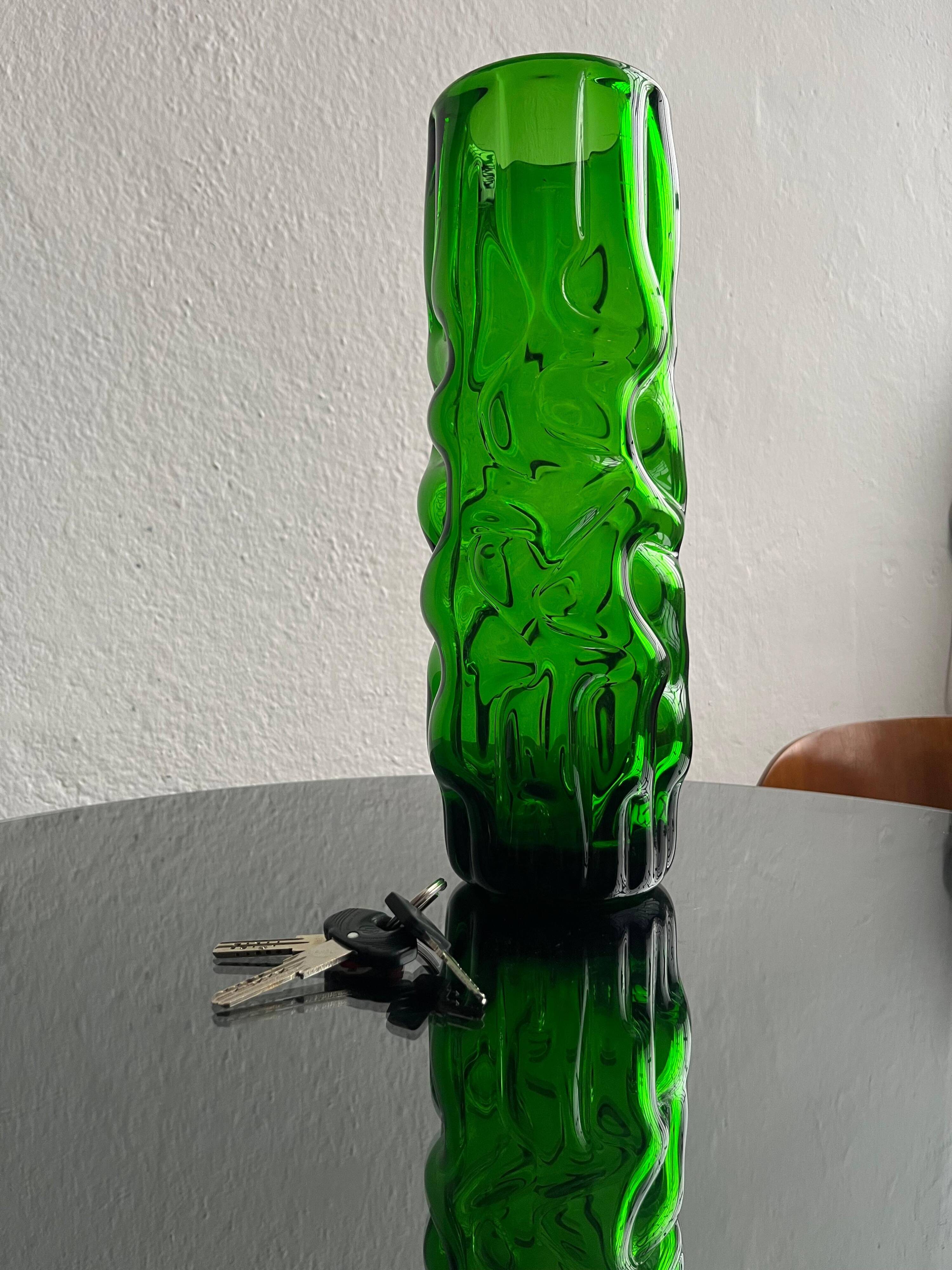 Vintage Murano vase , Emerald Green decorative made in Italy