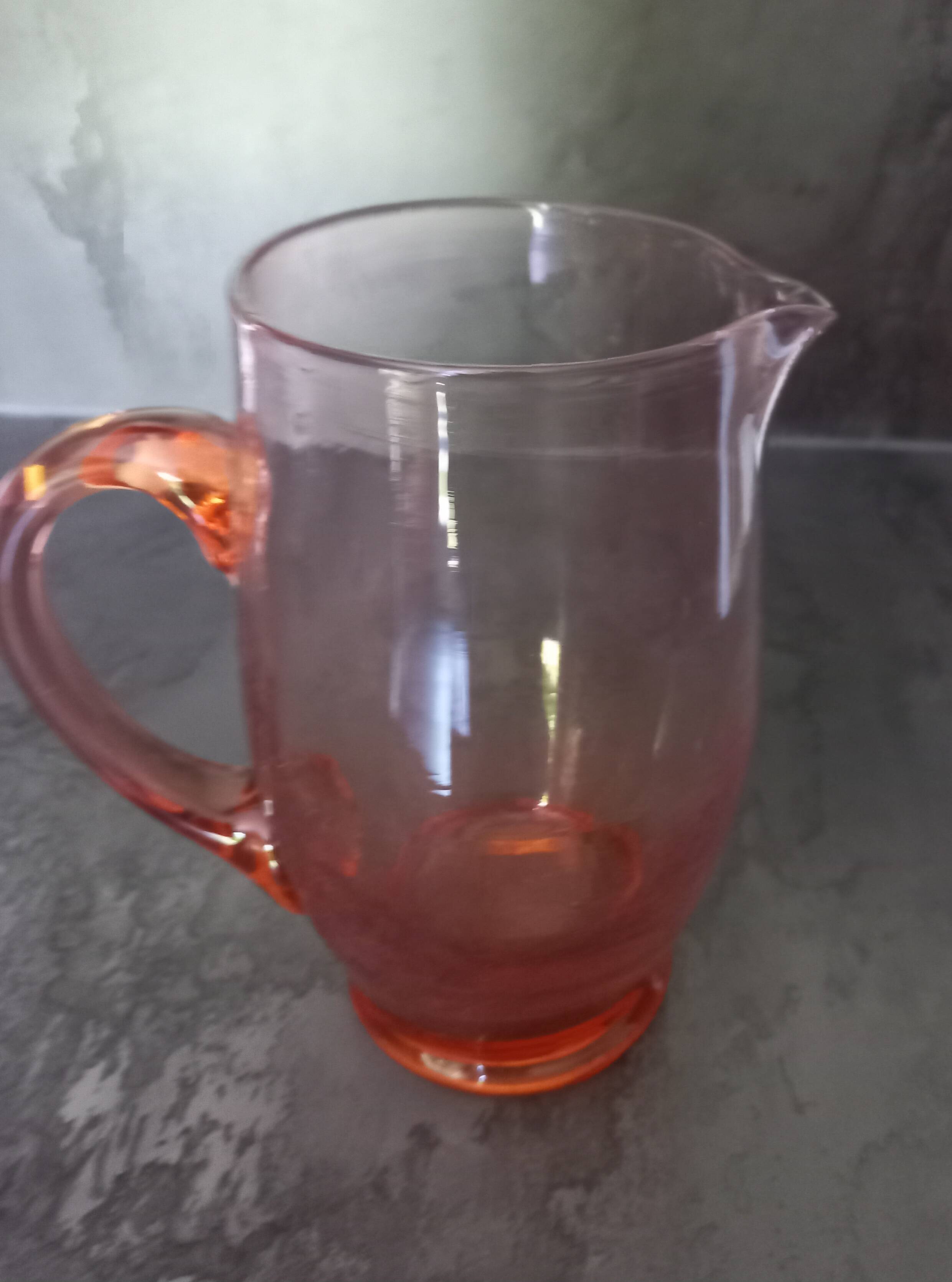 Vintage pink glass pitcher