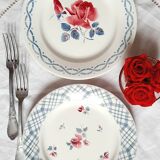 Old mismatched earthenware dinner plates