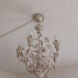 Wrought iron chandelier - Floral decor - Italy - 1950