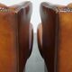 Set of 2 English style sheepskin leather wingback armchairs