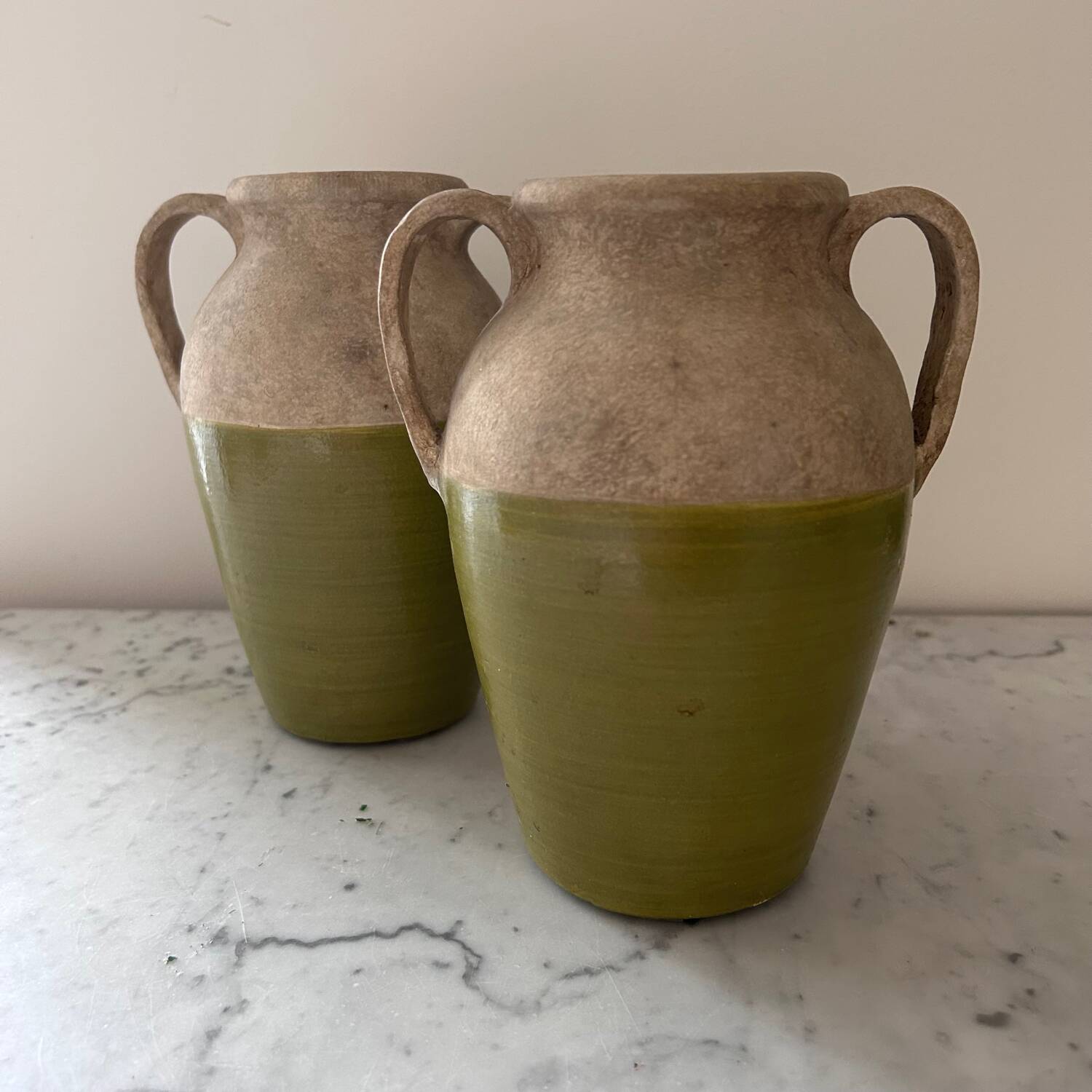 Pair of two-coloured jars