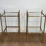 Pair of brass side tables attributed to Maison Jansen