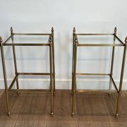 Pair of brass side tables attributed to Maison Jansen