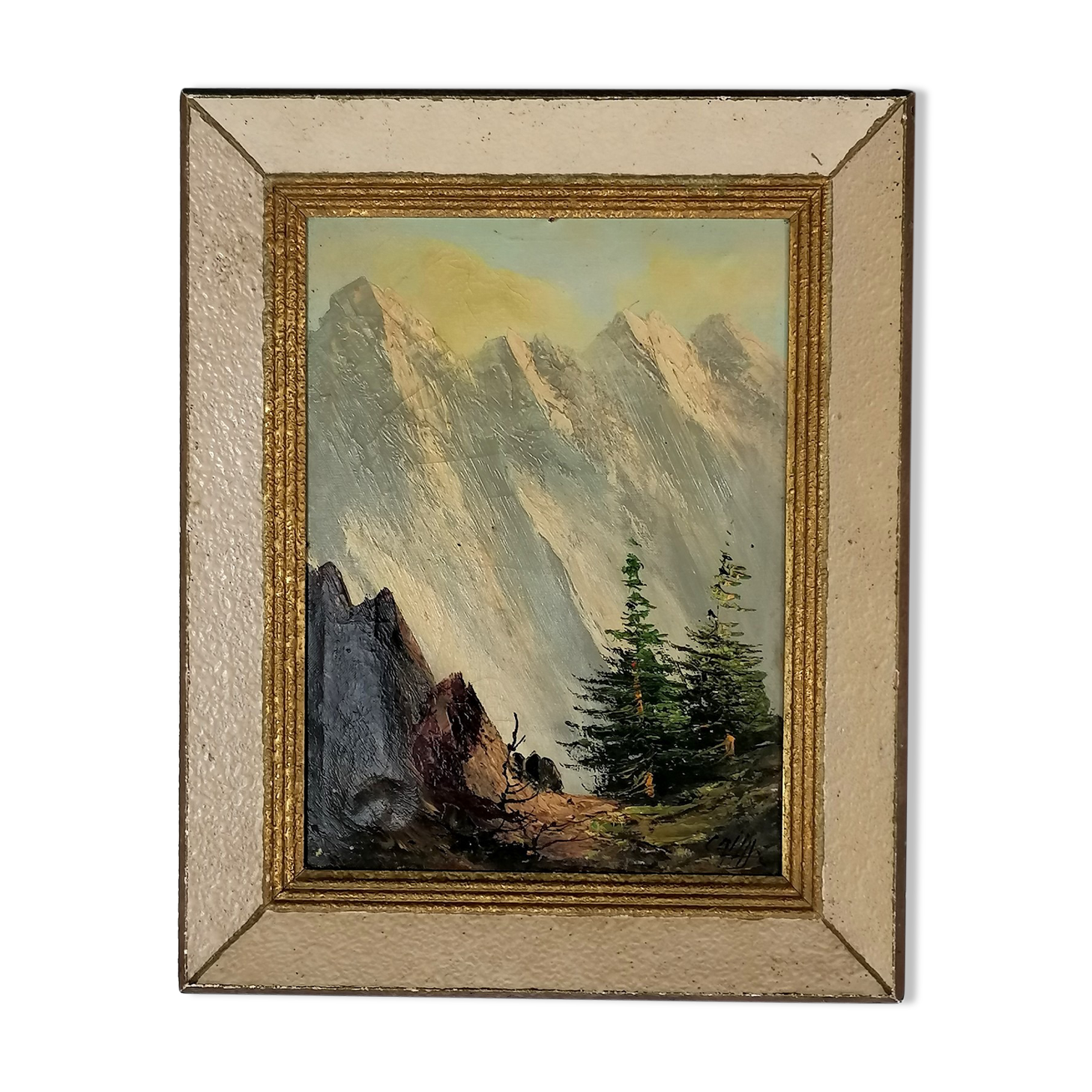 Oil on canvas painting view of the mountain
