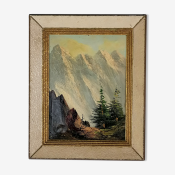 Oil on canvas painting view of the mountain