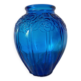 Grand vase art déco bleu cobalt