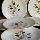 Seven vintage plates in fine earthenware from Gien service Gentilly