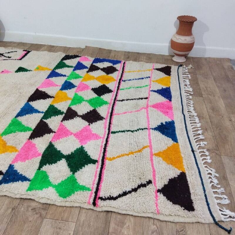 Handmade wool Berber rug 300x190 cm