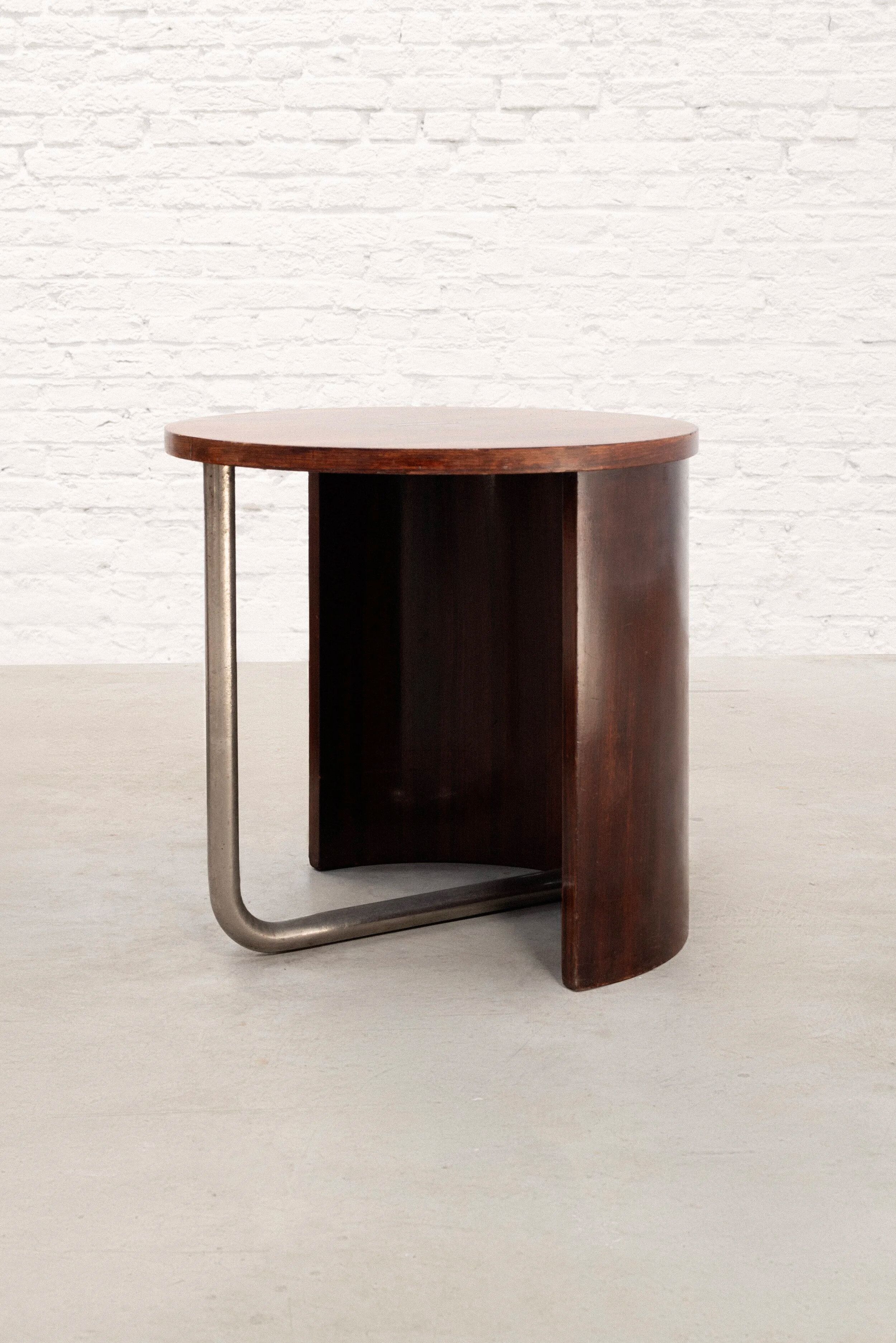 French Modernist Art Deco tubular steel side table, c. 1930s