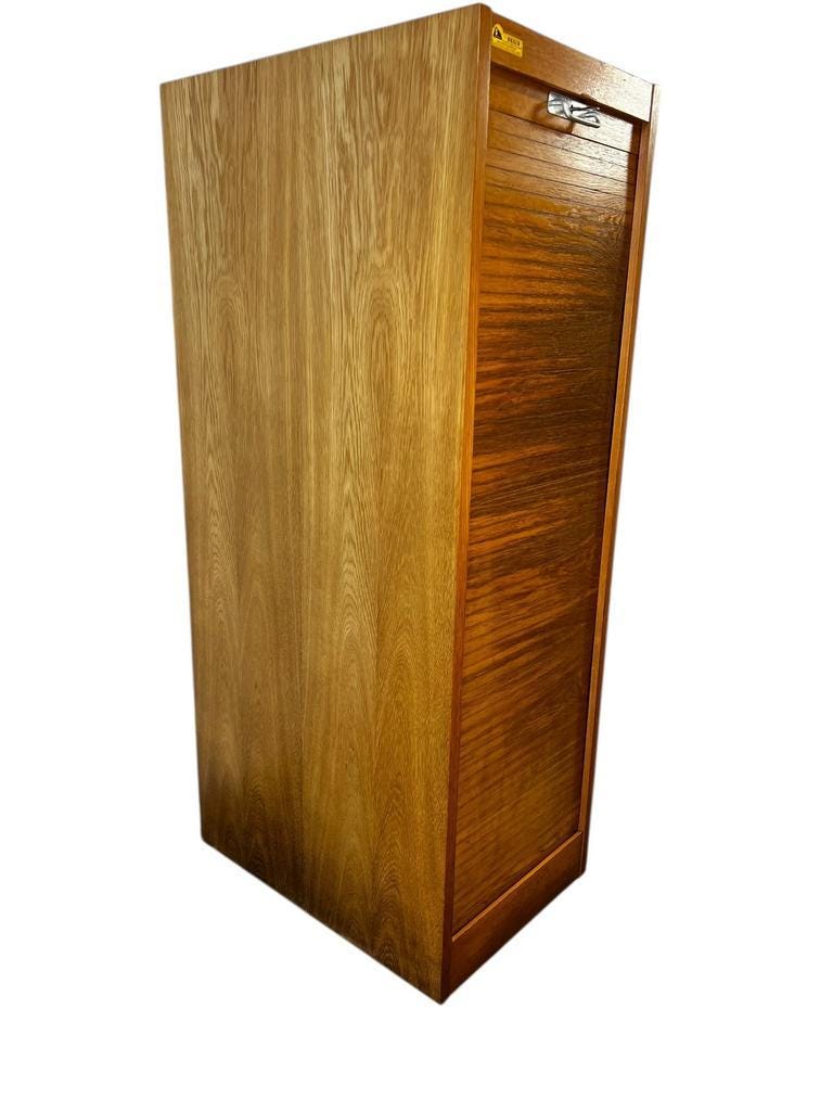 Vintage curtain wardrobe / archive cabinet with file supports