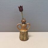 Beautiful ceramic vase in the shape of a lady, in multicolored glaze. Denmark 1970-80s