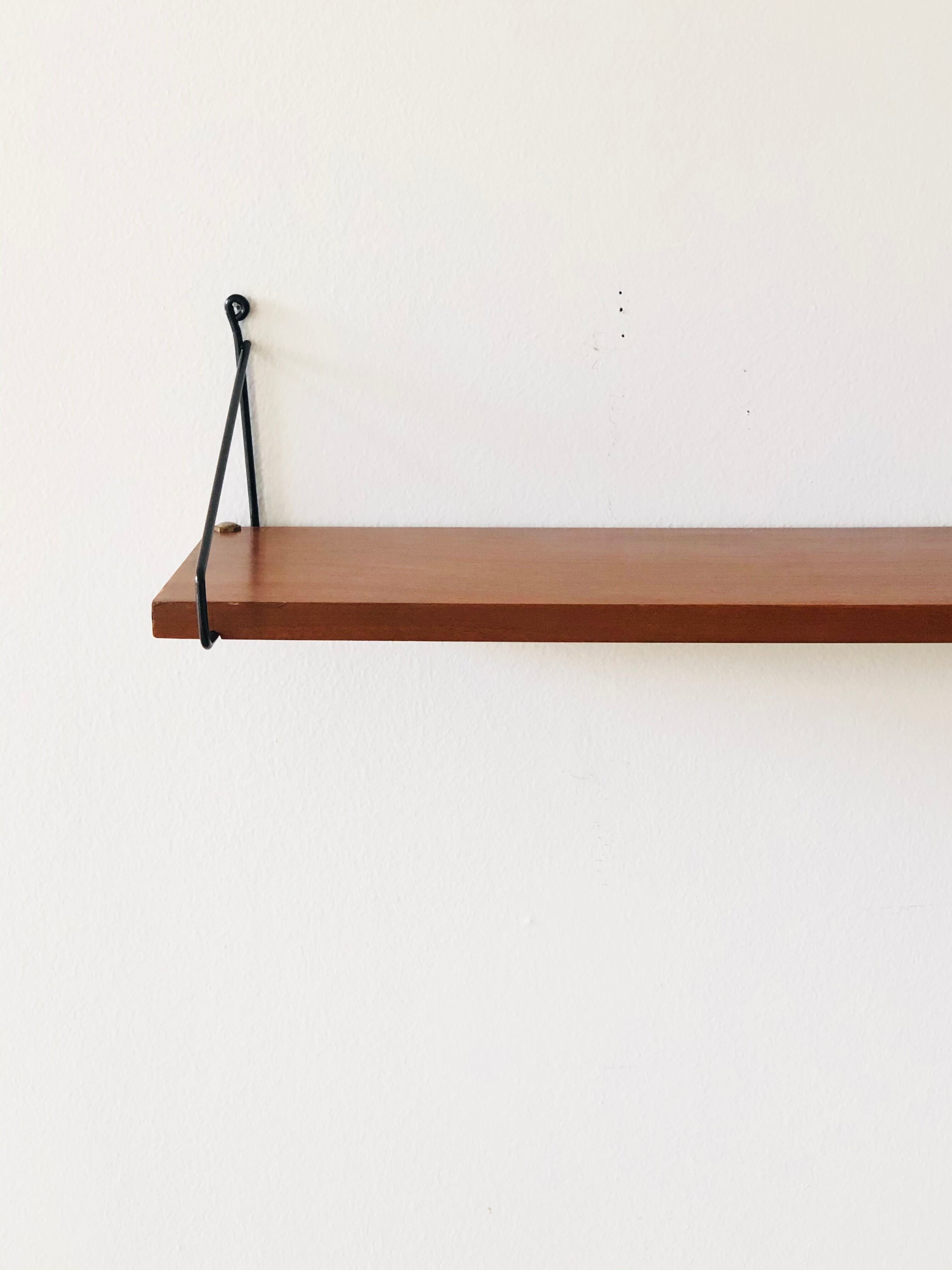 Wall shelf L82cm metal and wood