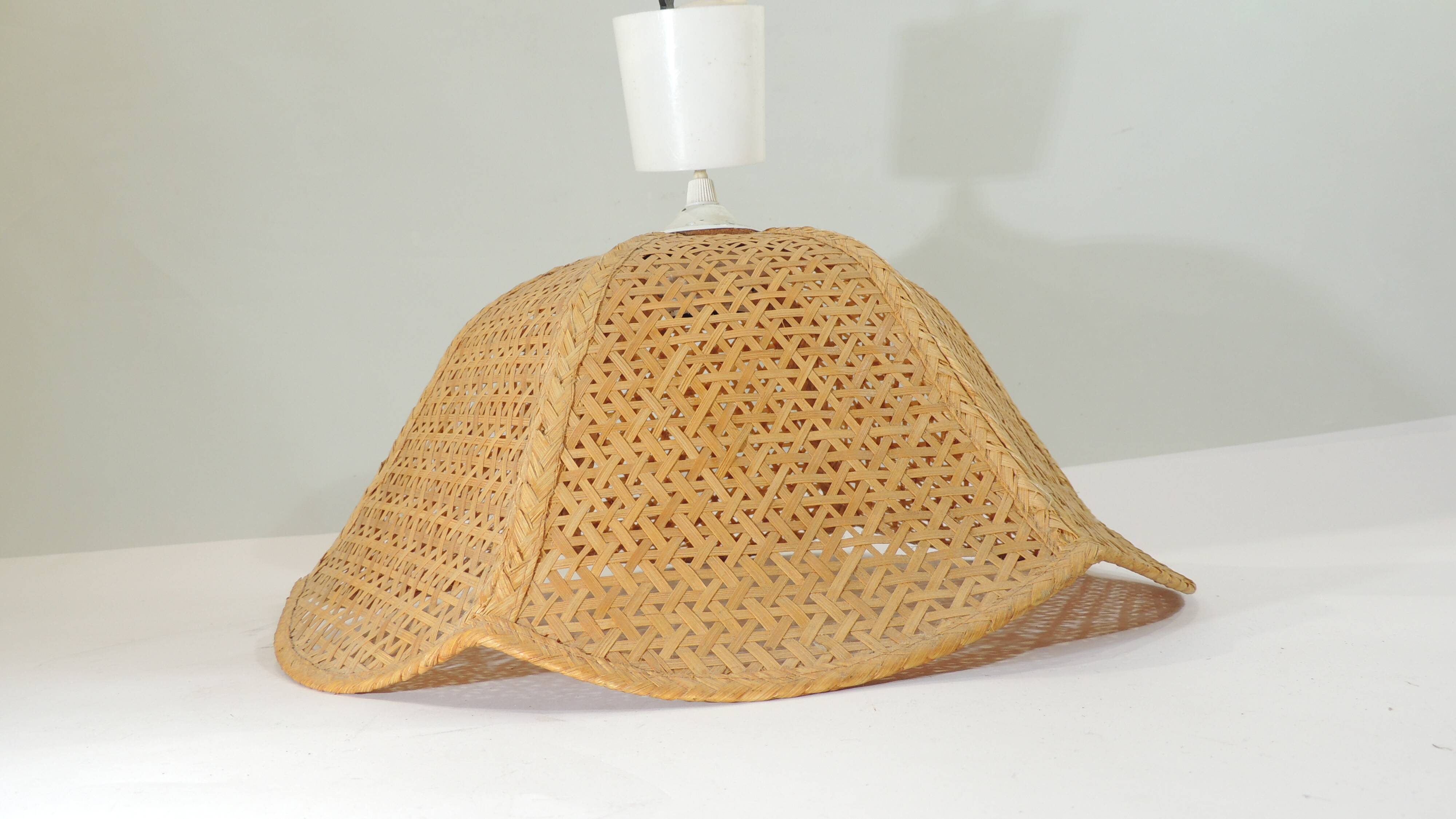 Abat jour vintage en cannage et rotin/vintage