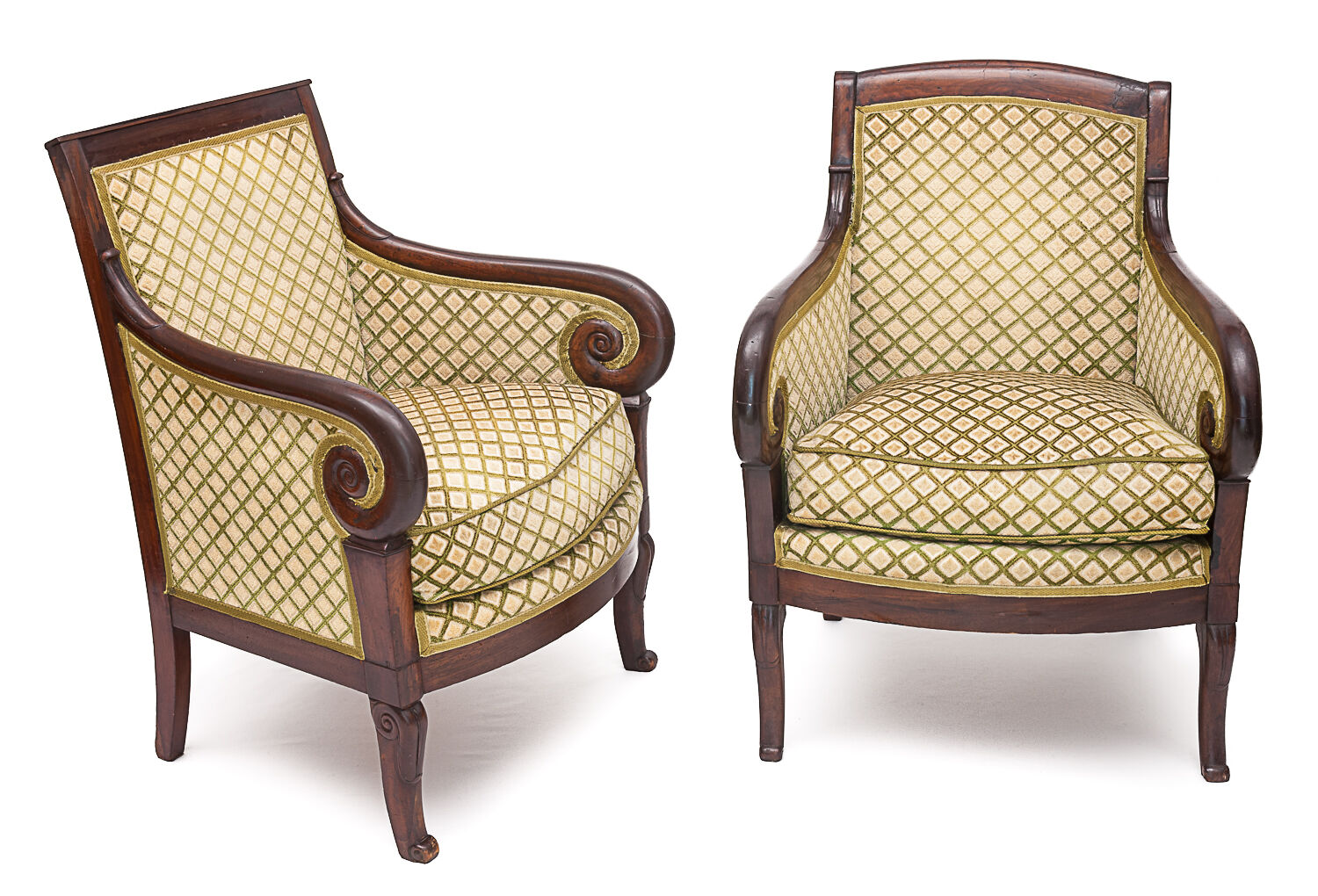 Duo of shepherdesses, Empire era. Silk velvet