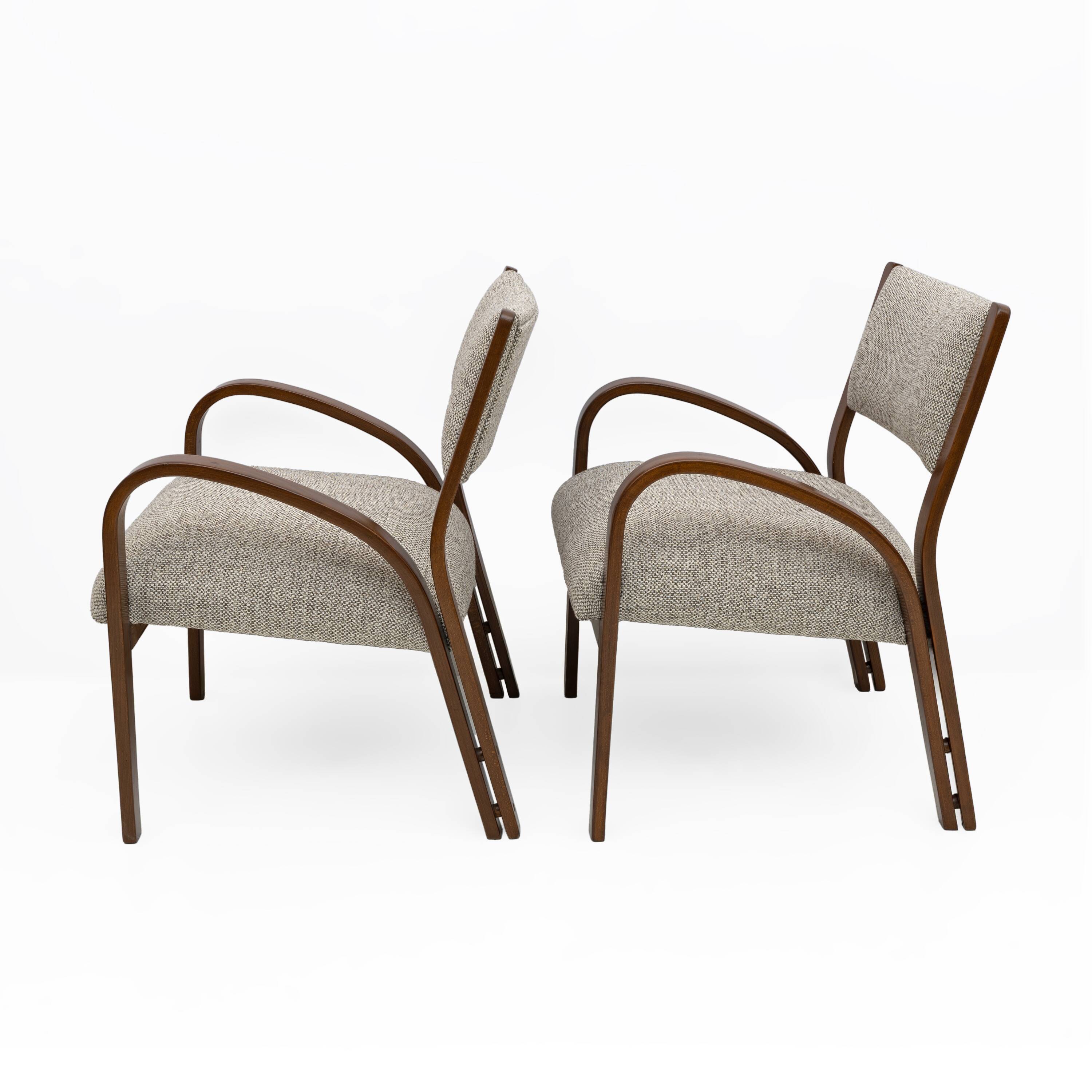 Art Deco Italian Fabric Two Armchairs and Small Sofa, 1930s