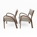 Art Deco Italian Fabric Two Armchairs and Small Sofa, 1930s