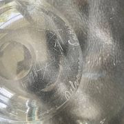 Antique bowl or salad bowl in engraved crystal, floral motif, signed "Delvaux P"