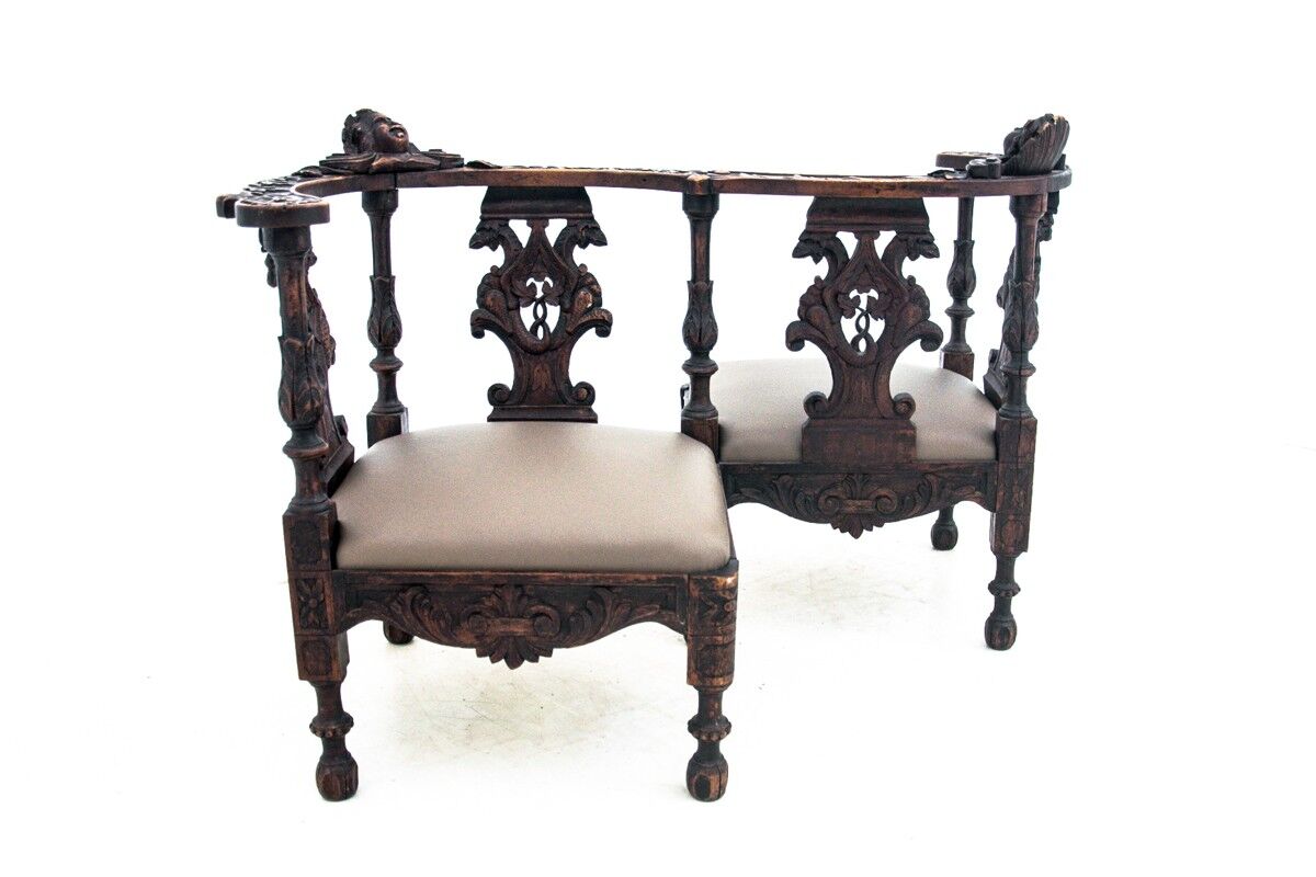 Renaissance double side seat, France, circa 1860.
