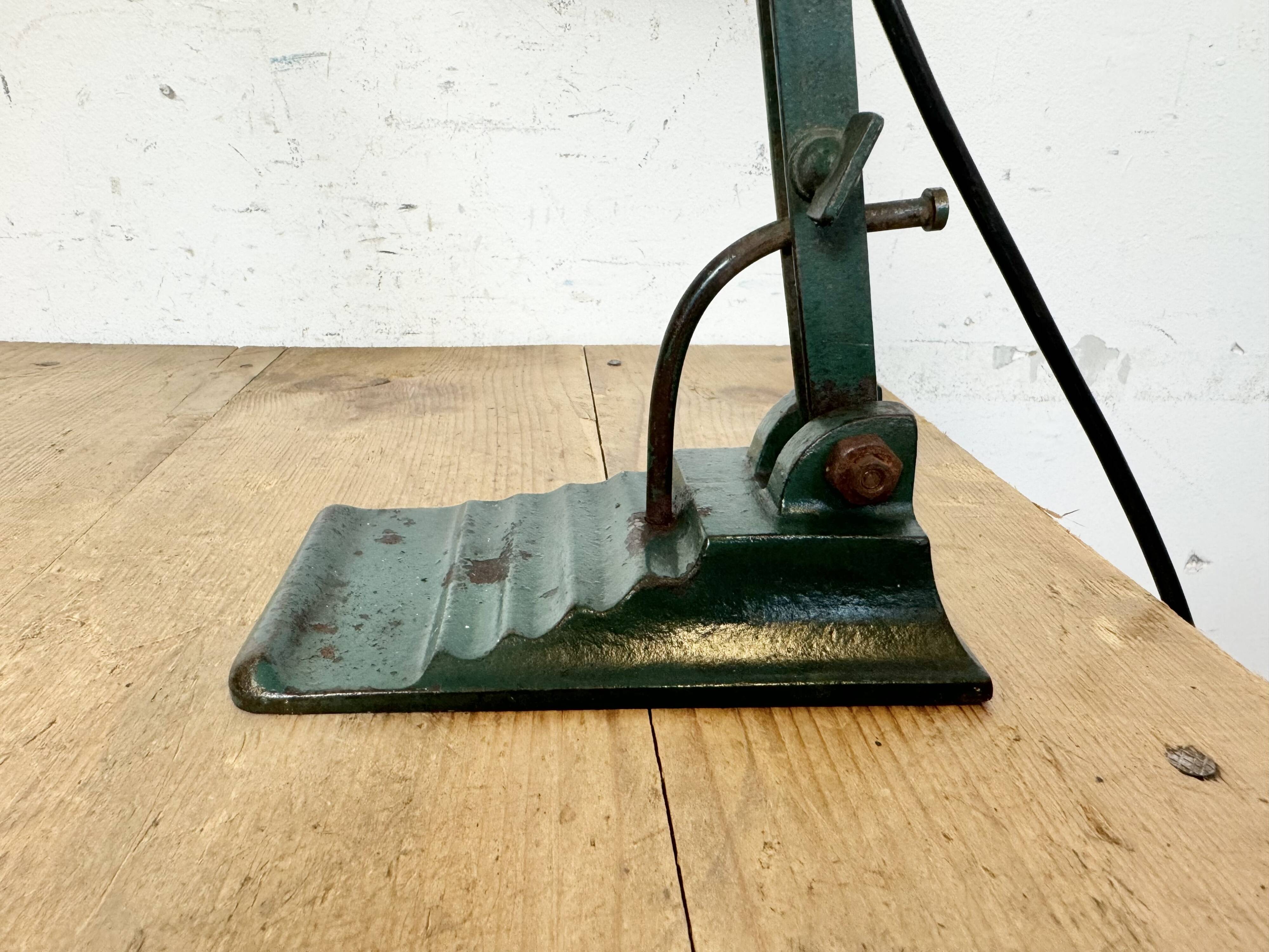 Vintage Green Enamel Bank Lamp, 1950s